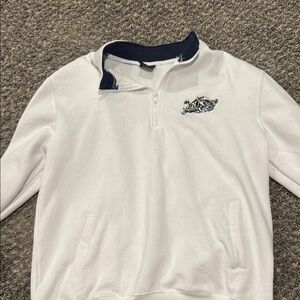 Embroidered Naval Academy Logo White Quarter-Zip Pullover